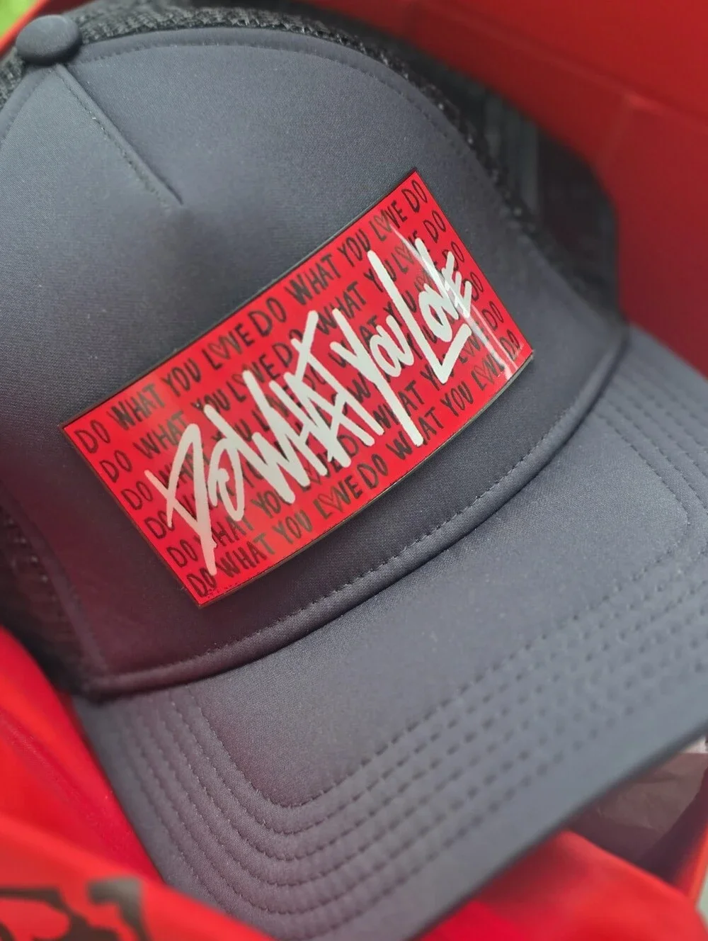PARTCH - Black & Red Logo Mesh Trucker Hat